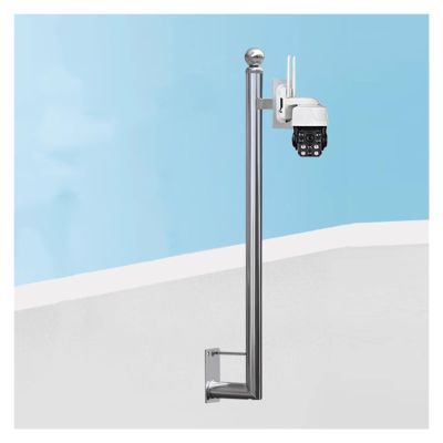 L-shaped Stainless Steel Surveillance Bracket, 1.6 3.3 3.9 4.9 6.6ft Fence Camera Pole with Installation Accessories, Wall-mount Security Camera Stand(ligjt grey,1.5m-4 9/10 ft)