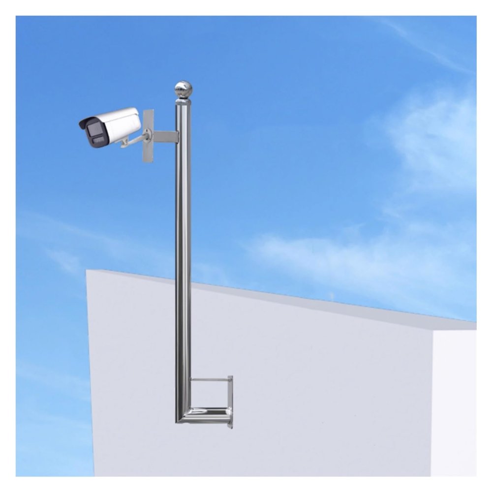 Wall-mounted Surveillance Camera Bracket Poles, Stainless Steel Security Camera Pole Dia 2.4in, Solar Panels/Camera Mounting Bracket Pole Rustproof(ligjt grey,47.2 inch/1.2m)