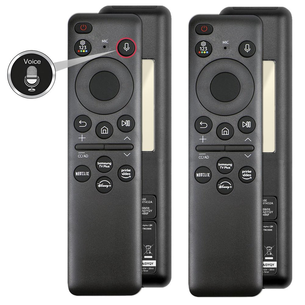 2 Pack New BN59-01432A TM2360E Solar Voice Remote Control Replacement for 2023 and 2024 Compatible with Samsung Neo QLED, 8K, The Frame and Crystal UHD Series, 4 Shortcut Buttons, Black