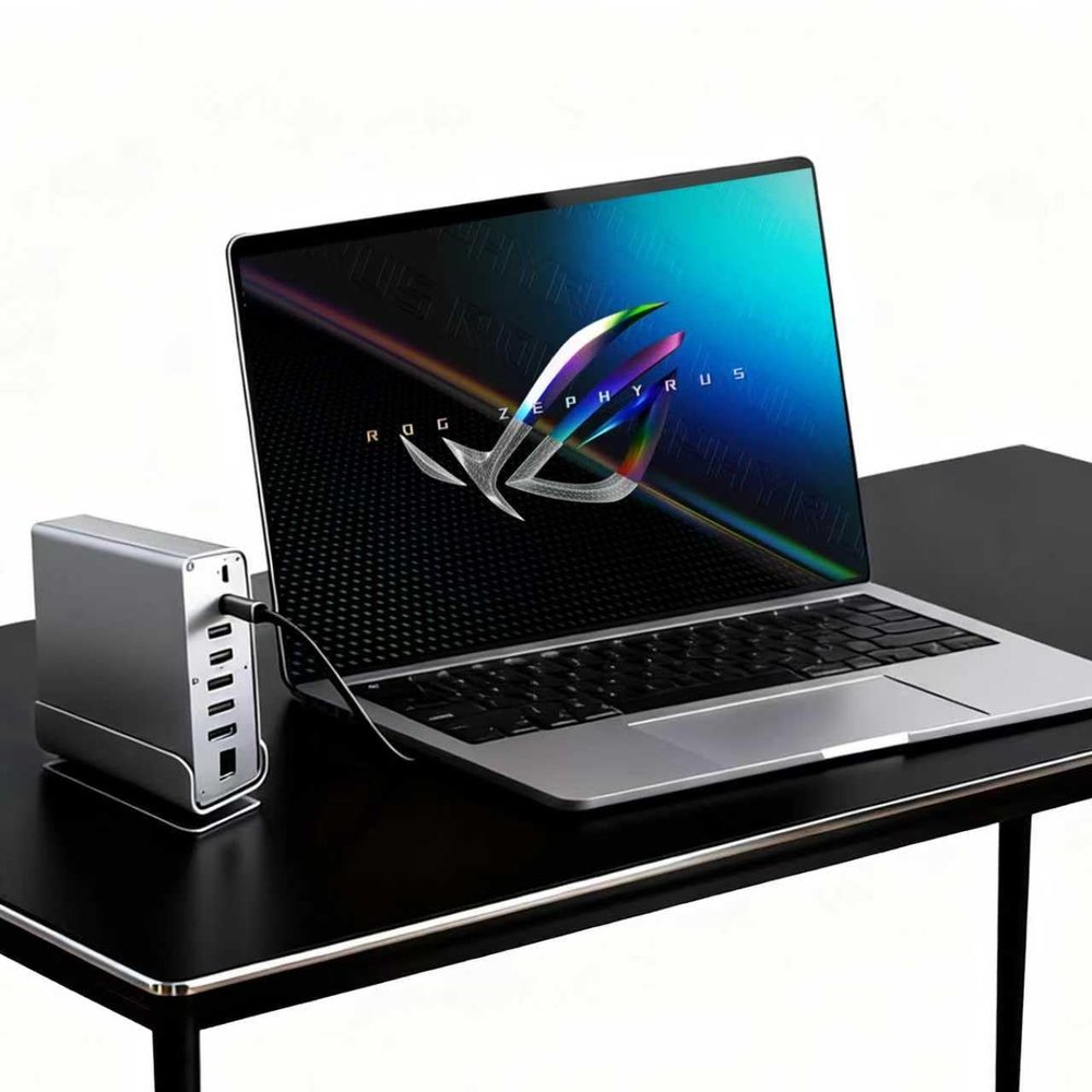 Docking Station for Asus ROG Zephyrus G16 G14 G15 M16 M15 S S17 Zephyrus Duo 16 15 Gaming Laptop,15-in-1 USB C with 360  Rotating Base, 2 * 4K HDMI and 1*DP, 10Gbps USB Port Transfer, RJ45, Audio
