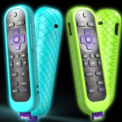 2 Pack Case for Roku Remote Cover Compatible with Hisense and TCL TV Stick Controller, Silicone Skin Sleeve Blue Green