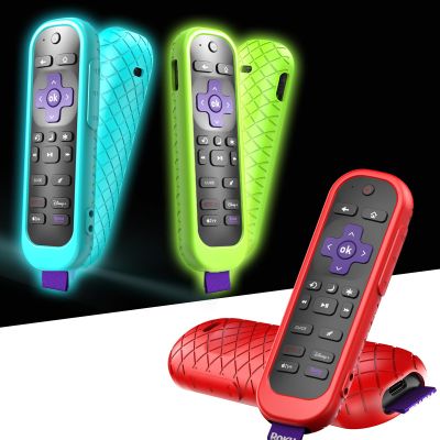 3 Pack Case for Roku Remote Cover Compatible with Hisense and TCL TV Stick Controller, Silicone Skin Sleeve Blue Green Red