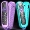 2 Pack Case for Roku Remote Cover Compatible with Hisense and TCL TV Stick Controller, Silicone Skin Sleeve Blue Purple view 1