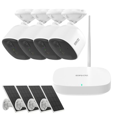 Eroz Smart Security Bundle | Mini Hub (1TB SSD) + 4 Opal Super WiFi 5MP Cameras | WiFi 6, AI Motion Detection, Color Night Vision, No Monthly Fees