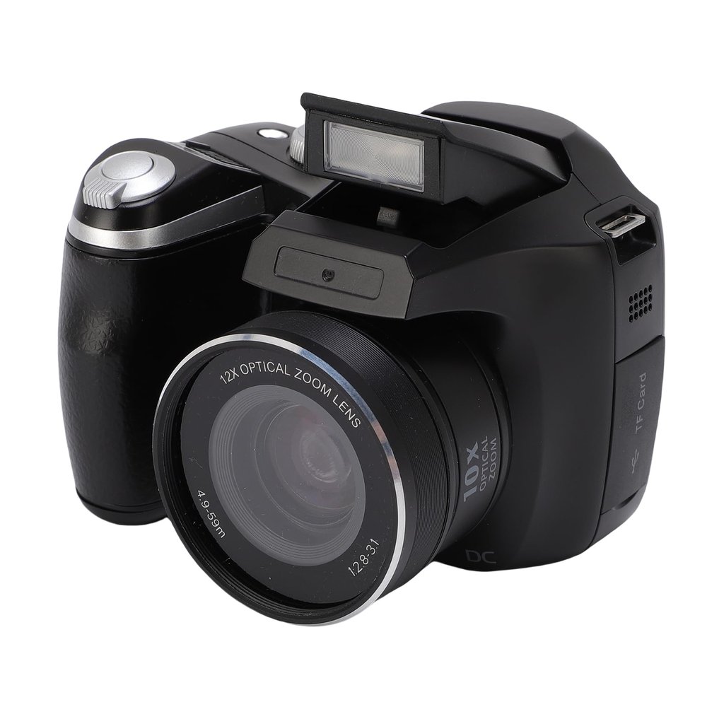 VELATEMOR Professional 4K DSLR Camera with 60MP Resolution, 12x Optical Zoom, Built in Flash, Easy Scene Modes for Stunning Photos and Videos (Black)