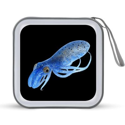 Blue Squid Funny CD Case 40 Capacity DVD Storage Holder Portable Disc Wallet Organizer Bag for Home Travel