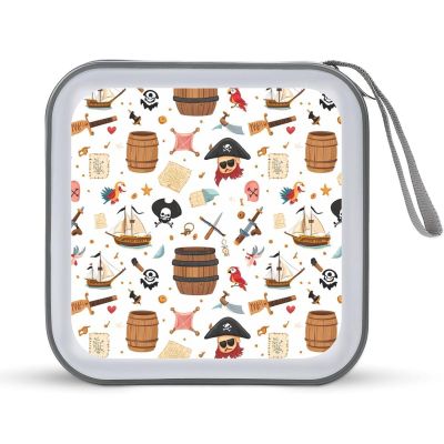 PiratesThemed Items Ship Bird Funny CD Case 40 Capacity DVD Storage Holder Portable Disc Wallet Organizer Bag for Home Travel