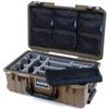 Dark Desert Dirt Pelican 1535 Air case with TSA locking latches. Comes with padded dividers & mesh multi pouch lid organizer. view 1