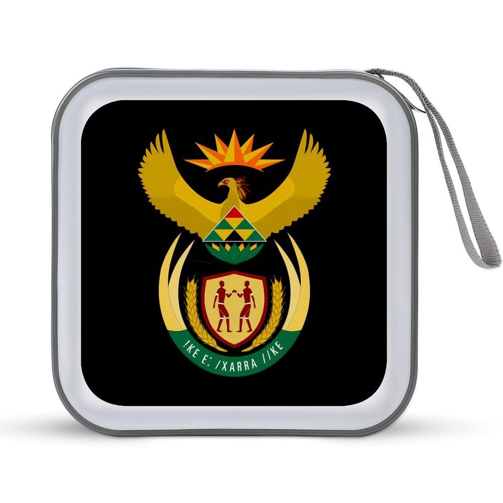 Coat of Arms of South Africa Funny CD Case 40 Capacity DVD Storage Holder Portable Disc Wallet Organizer Bag for Home Travel