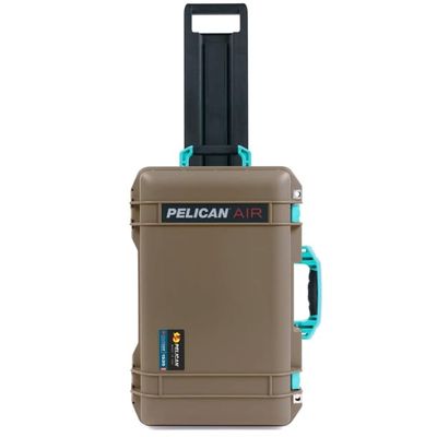 Dark Desert Dirt & Teal Pelican 1535 Air case. Comes Empty & with Wheels.