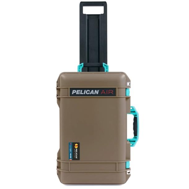 Dark Desert Dirt & Teal Pelican 1535 Air case. Comes Empty & with Wheels.