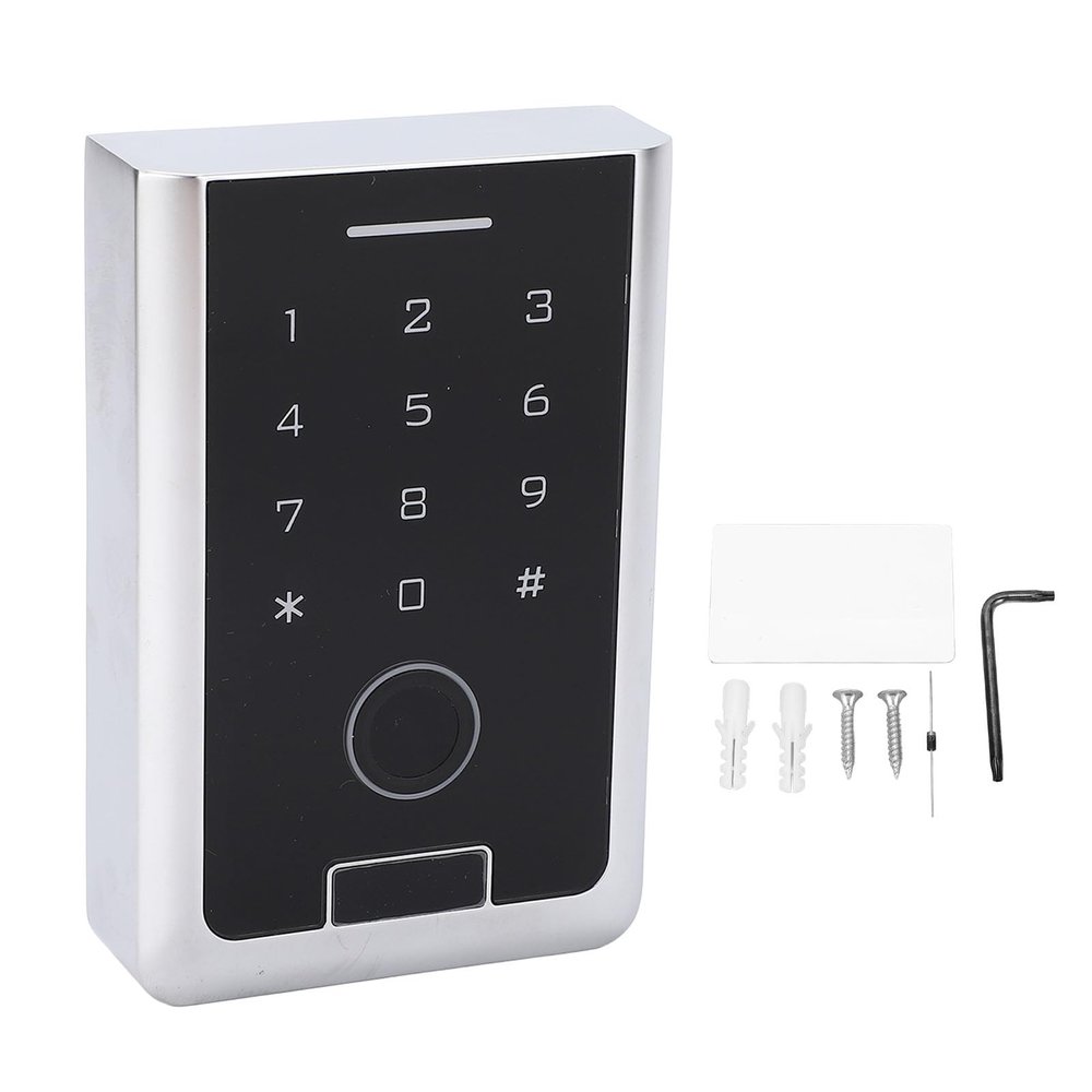 Outdoor Door Access Control Fingerprint Keypad, Keypad Controller, Touch Panel for Home Garage, DC12V with Card Reader Function, Tamper Zinc Alloy