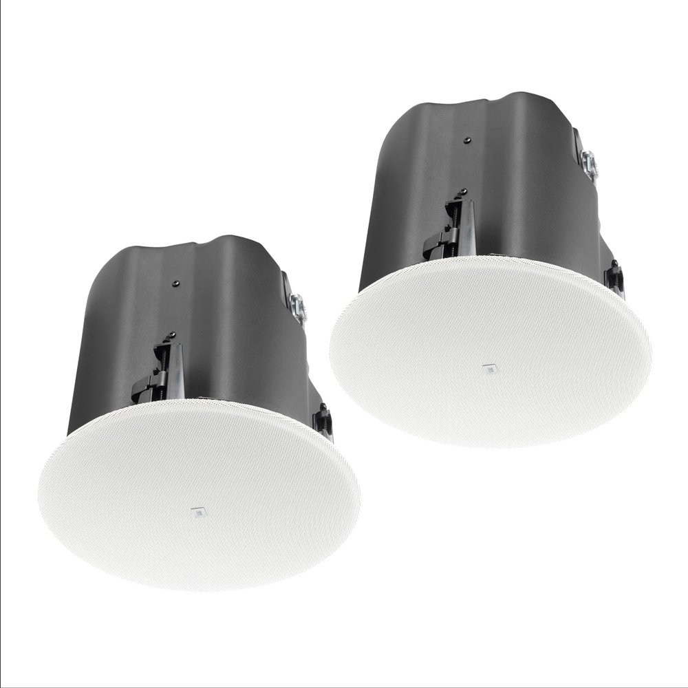 JBL Professional JBL-Control 418C/T 8 2-Way, Coaxial, 90 Watt, in-Ceiling Speaker with Backcan, 8 Ohm or 70V / 100V, Magnetic Grill, White