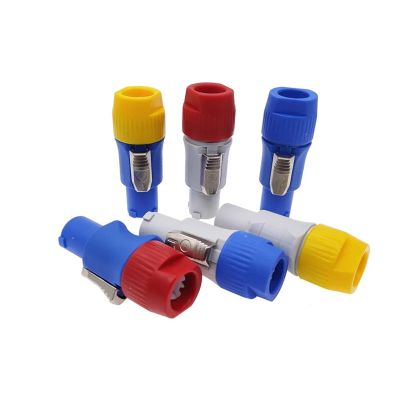 BHUPWZE 10PCS Connector 3 Pins 20A 250V, Power Speaker Cable Male Plug for Screen Stage Lighting(Blue Body-Orange Cap)