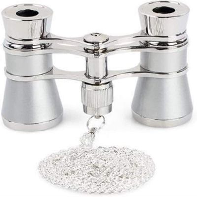Monoculars Telescope High Power 3 X 25 Foldable Opera Glasses Binoculars Metal Body with Chain Optical Lens Theater Telescope Women s Clear Binoculars (Black) (Silver)