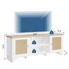 Takywep Bohemian Media Console for 70 Inch TVs, 2 Door Storage Cabinets and Open Shelves, Rattan TV Stand Entertainment Center for Living Room, Oak Finish view 2