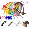 100PCS Silicone Reusable Cable Wire Organizer Winder Storage Holder Bag Ties Cord Clip Food Saver Earphone Line Tidy Clips(120mm) view 2