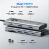 ORICO USB C Docking Station Dual Monitor, 8-in-1 Laptop Docking Station with 2 HDMI 4K@60Hz, 100W PD, USB-A&C 3.0, SD/TF, USB C Dock Compatible with MackBook/Dell XPS/HP/Surface view 2