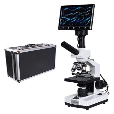 2000X Professional Lab Biological Microscope with 7" LCD, 5MP Digital Eyepiece & Temperature-Controlled Stage for Research