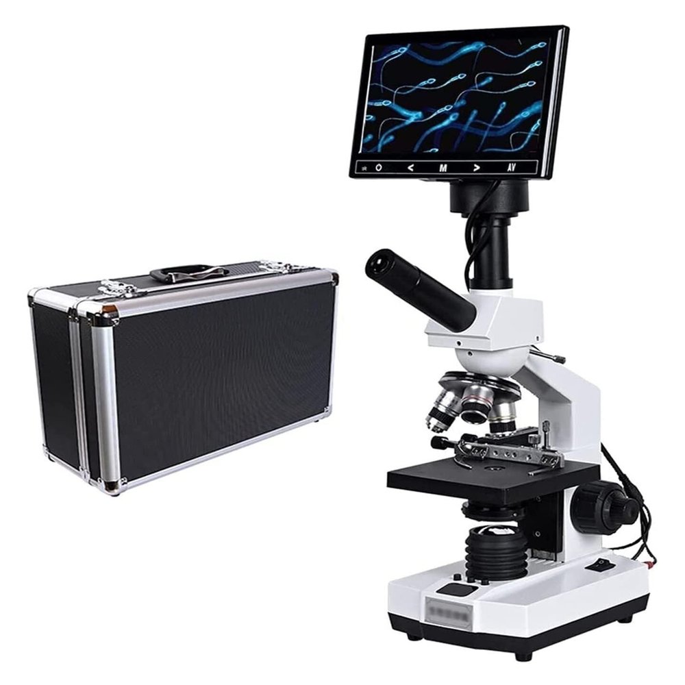 2000X Professional Lab Biological Microscope with 7" LCD, 5MP Digital Eyepiece & Temperature-Controlled Stage for Research