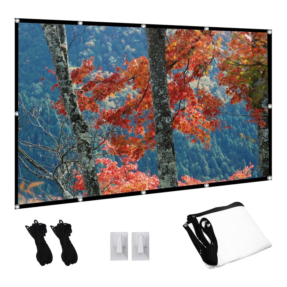 60-300 Inch Outdoor Projector Screen, 16:9 4K HD Anti-Crease Foldable Portable Movie Screen for Home Theater Cinema Backyard Party(100in(220x125cm))