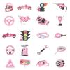 100PCS Racing Car Stickers Pink Race Car Notepads Party Favors Helmet Checkered Flag Steering Wheel Traffic Light Trophy Stop Waterproof Stickers for Kids Racings Prizes School Classroom Party Favors view 2