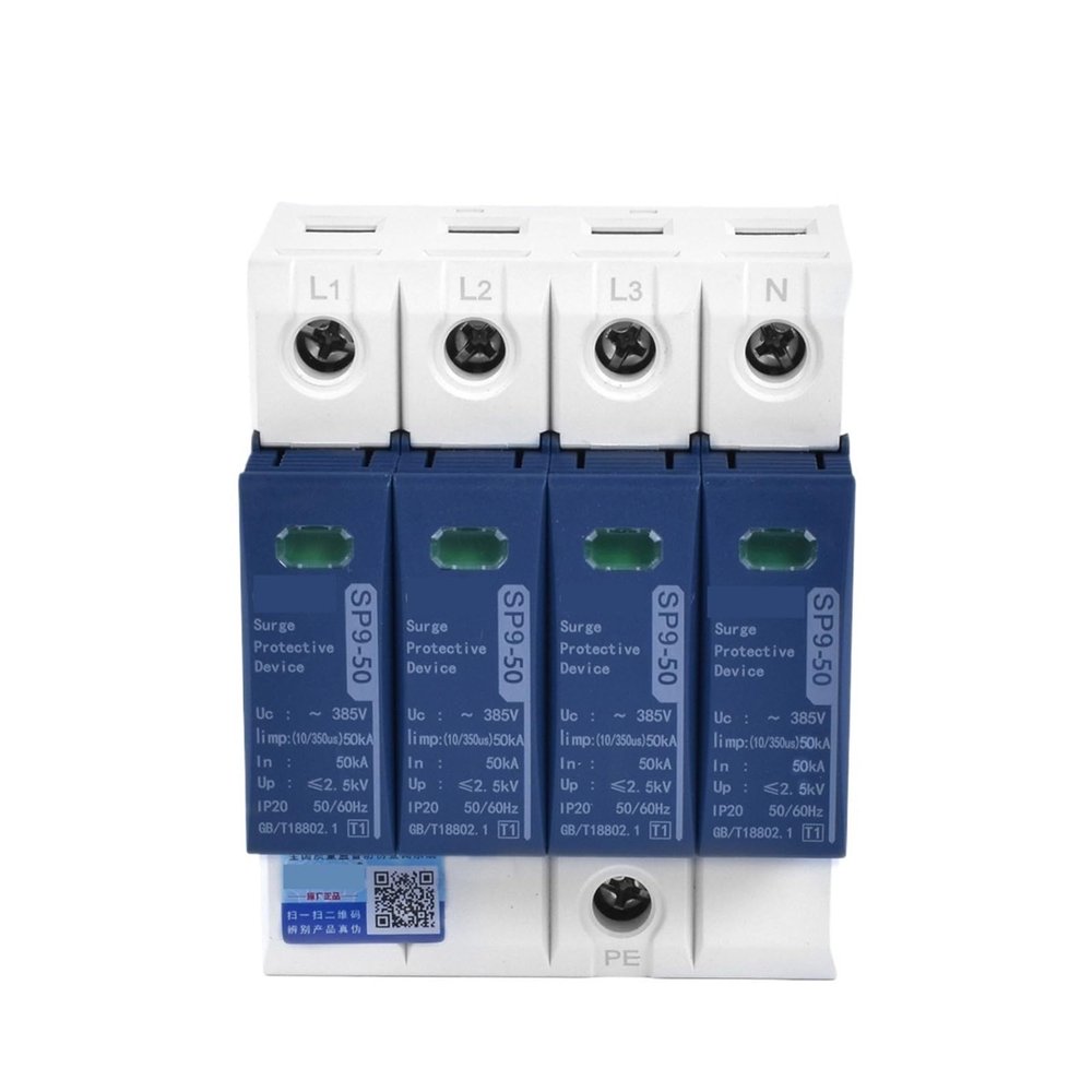 1Pcs SP9 50KA T1+T2 Class1 Type 1 SPD 2P 3P 4P Surge Protector 385VAC Din Rail House Surge Protective Device Arrester(50KA(385V)_2P)