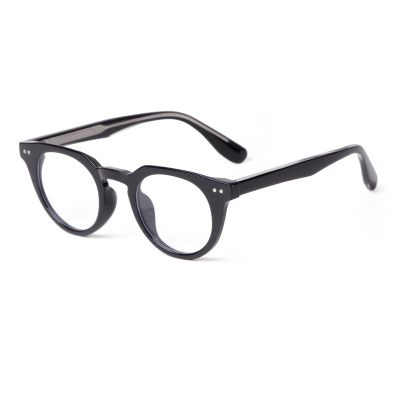 KFPH Vintage Round Blue Light Blocking Glasses, TR90 Lightweight Computer Gaming Eyeglasses for Women Men Anti Eyestrain UV (Black Frame)