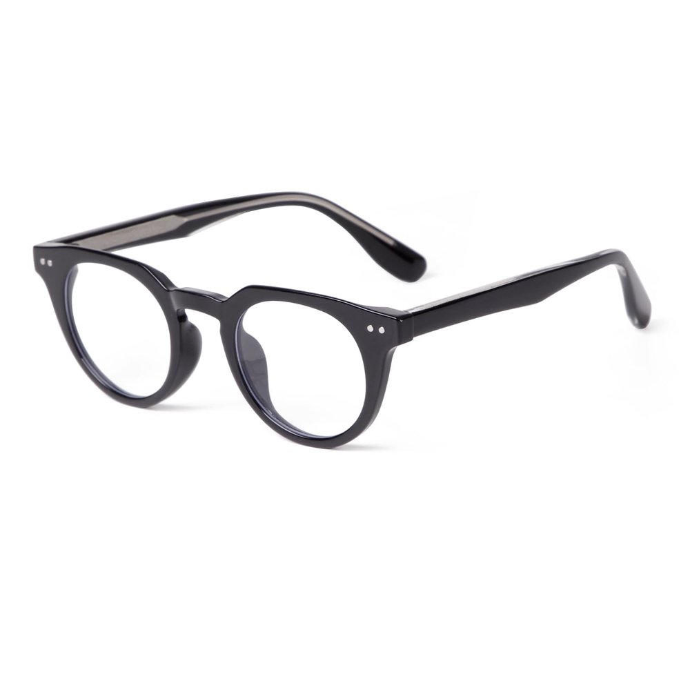 KFPH Vintage Round Blue Light Blocking Glasses, TR90 Lightweight Computer Gaming Eyeglasses for Women Men Anti Eyestrain UV (Black Frame)