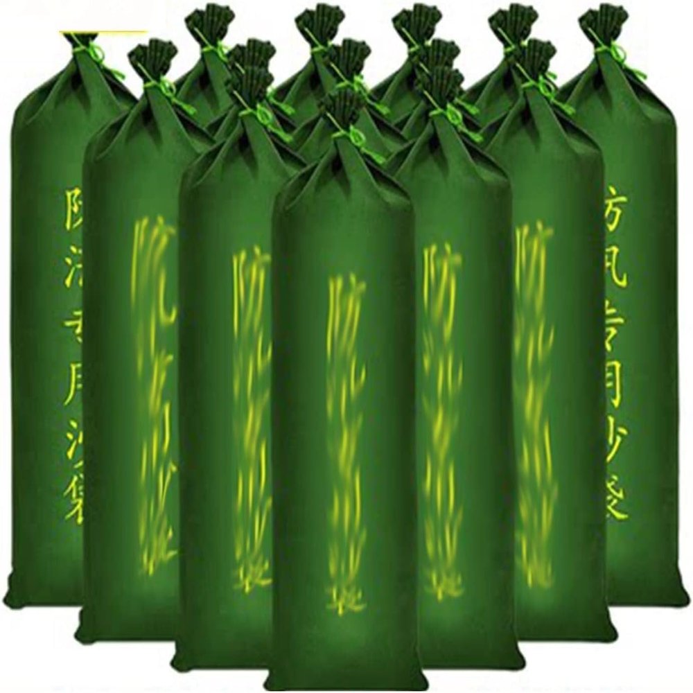 10 Pack Heavy Duty Sandbags - Extra Long Flood Barrier Sacks With Drawstring Ties(30X70CM)