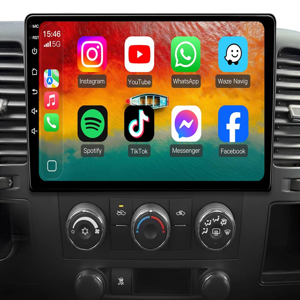 8+128GB Upgrade QLED Car Radio for Chevy Silverado 2007-2013: Android 13 FHD Touchscreen Wireless CarPlay & Android Auto 4G LTE GPS Navigation 5G WiFi Bluetooth FM/AM Stereo 48EQ/DSP Backup Camera