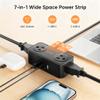 10Ft Power Strip with Surge Protector, 4 Outlets 3 USB Ports Extension Cord, Flat Plug Charging Station for Home Office Desk & College Dorm Essentials, Black view 2