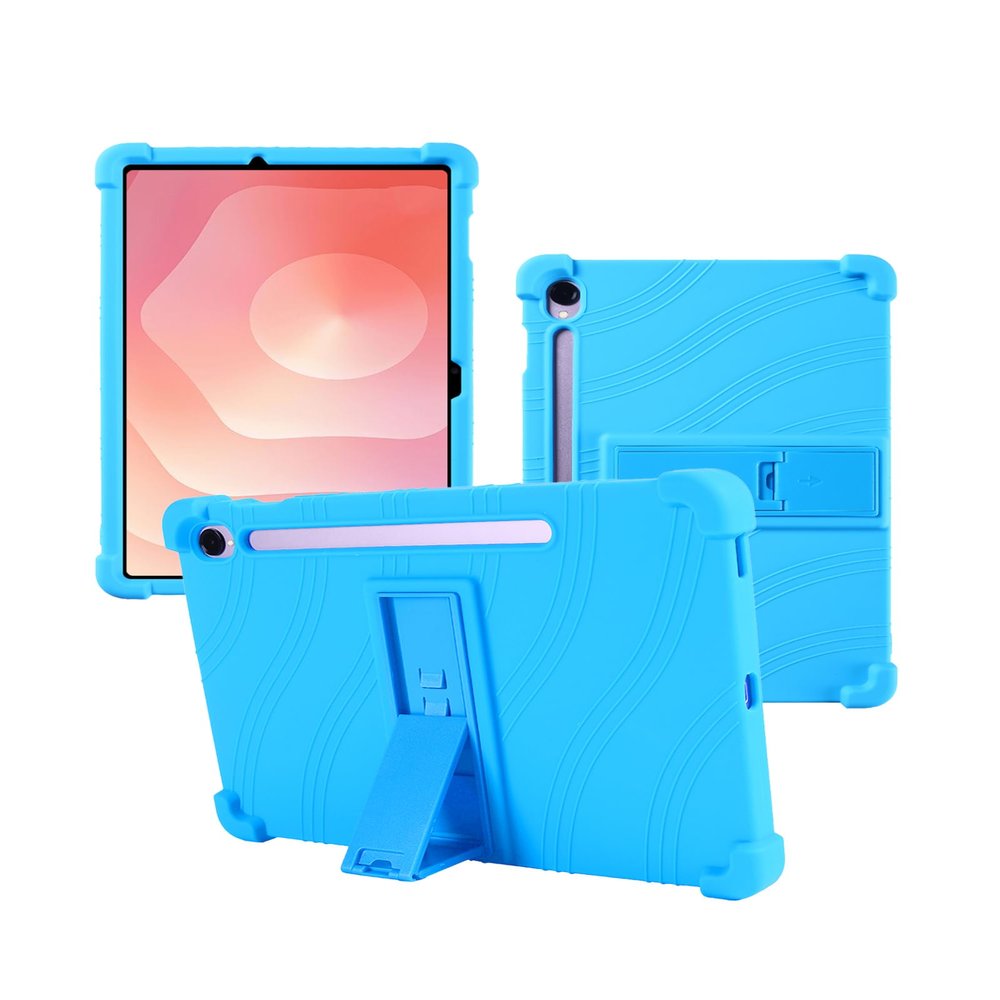 Case for Samsung Galaxy Tab S10 Lite Tablet 10.9 inch,WUNIAK Shock Proof Lightweight Stand Rubber Shell Protective Cover,Kids Friendly Soft Silicone Adjustable Stand Cover,LIGHTBLUE