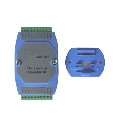 1Pcs ADM-2581 Isolated 8 Channel 485 Hub 8 Port RS485 Distributor 1 to 8 Sharer Repeater Industrial Grade Guide Rail(Device only)