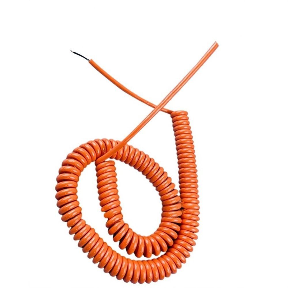 Telescopic Spiral Cable, Spring Spiral Coil Cable 2 Core 20AWG Orange PU Stretch 1-15M(Stretch 1 Meter)