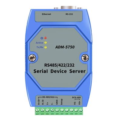 1Pcs ADM-5750 Din Rail Industrial Serial Port Server RS232/485/422 to Ethernet Transparent Transmission(Device only)