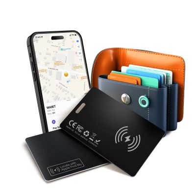 Apple MFi Certified Airtag Wallet Tracker Card 0.06in Slim 1 Pack- Rechargeable Smart Tracking Tags IP68 Waterproof, Works with Apple Find My, Bluetooth Item Locator for Keys, Purse, Luggage(iOS Only)