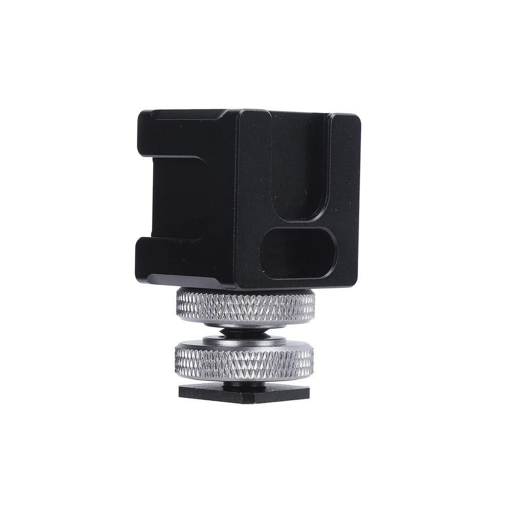 Alloy Triple Cold Shoe Mount Adapter, Camera Cold Shoe Bracket, Multi Function Three Head Cold Shoe with Security Lock, Lightweight Aluminum Alloy Bracket for Microphone Fill