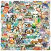 100Pcs Outdoor Travel Stickers Hiking Adventure Camping Transparent Waterproof Sticker Transparent Stickers for Scrapbook, Journals, Stationery, Notebook (Outdoor-100) view 1