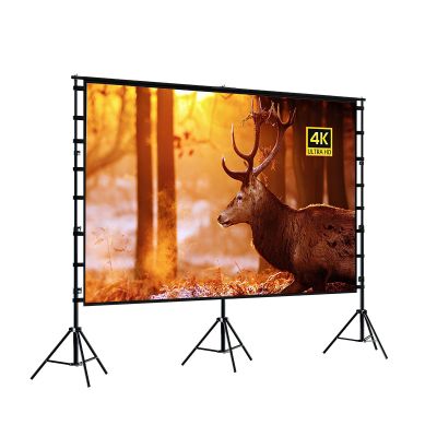 180inch Projector Screen with Stand, 16:9 4K HD Outdoor Portable and Foldable Projection Movie Screen for Theater Backyard Movie Night