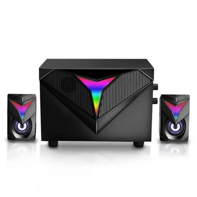 GFHSKRPL Gaming Speakers Aux 3.5mm Stereo Surround Music RGB 2.1 Heavy Bass Sound Bar for Computer PC Loudspeakers
