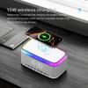 Auvoda S300 10W Stereo Portable Bluetooth Speaker with 15W Fast Wireless Charging, 13-Color Dimmable Night Light, White Noise, Alarm, FM Radio, BT5.3, TWS, for Home, Office, Bedroom (White) view 4