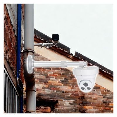 Camera Wall Mount Arm, Aluminum Alloy Mounting Brackets, Extendable Pole Mount for Security Surveillance Cameras, Hidden Line Design(Silver- 24-47in/0.6-1.2m)
