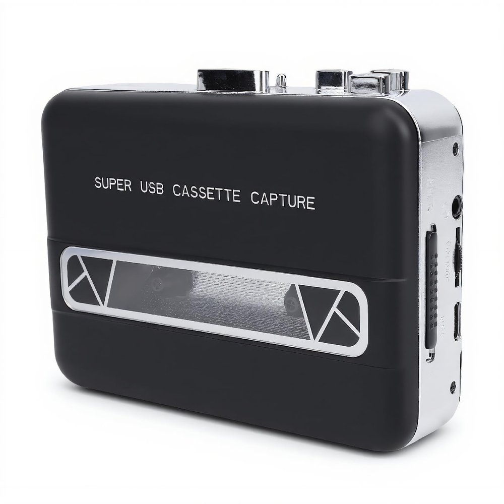 YUEHISY Portable Cassette Player, Built in Stereo Speaker, 3.5mm Earphone Jack, Auto Rewind, USB Tape to MP3 Converter for PC, Laptop Music Transfer