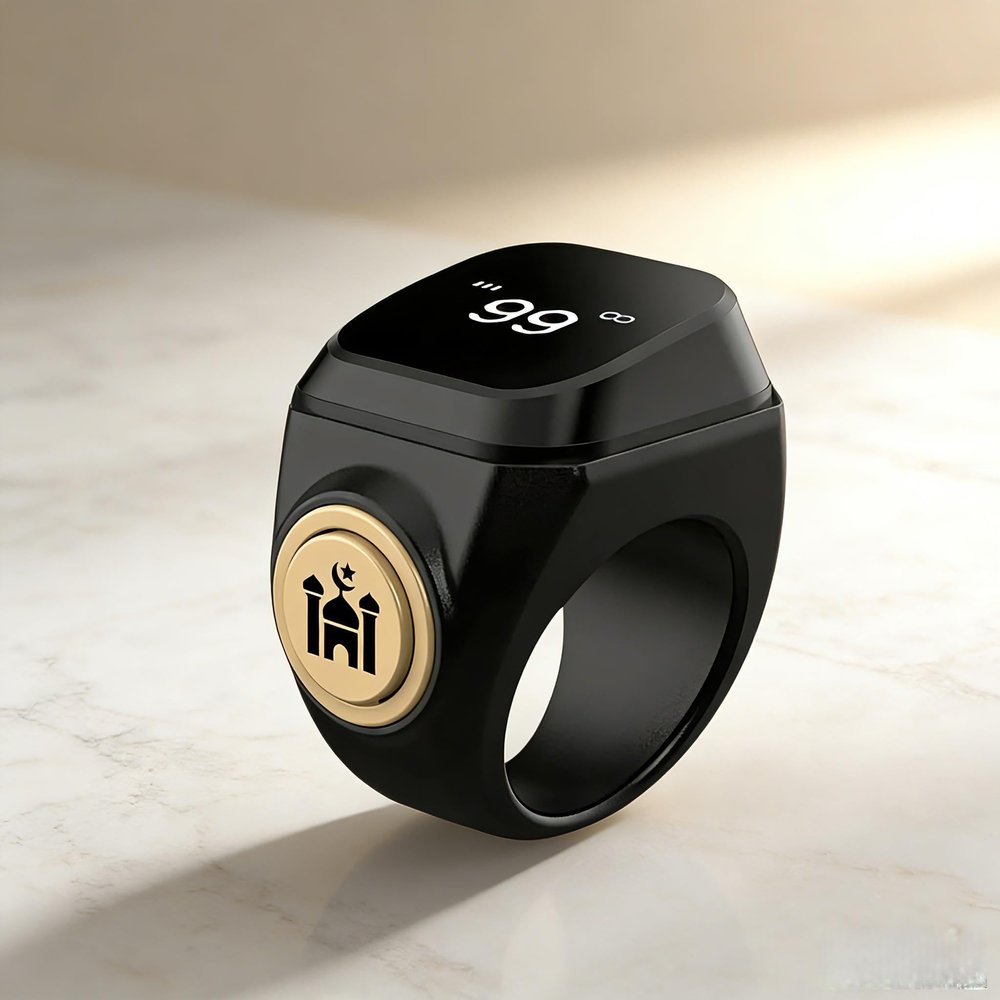 LYZHQHT Smart Tasbih Counter,20mm (10) Muslim Digital Azan Alarm Clock Zikr Ring,APP Support Digital Counter Prayer Reminder Rings, Waterproof 4 Digit Finger Counter for Muslims