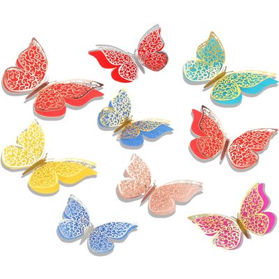 3D Metallic Silver Butterfly Wall Stickers Set of 12 | Multicolor Decorative Butterfly Decals with Adhesive Pads | Modern Home & Party Wall Decor for Bedroom, Living Room & Nursery