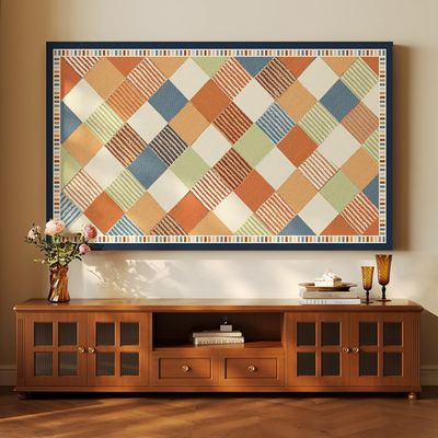 32-80 Inch Indoor TV Dust Cover Dustproof Cloth for LCD/LED Screens Curved & Flat Monitor Screen Protector Hanging Decorative Fabric Cover with Elastic Edges-Plaid3||32inch