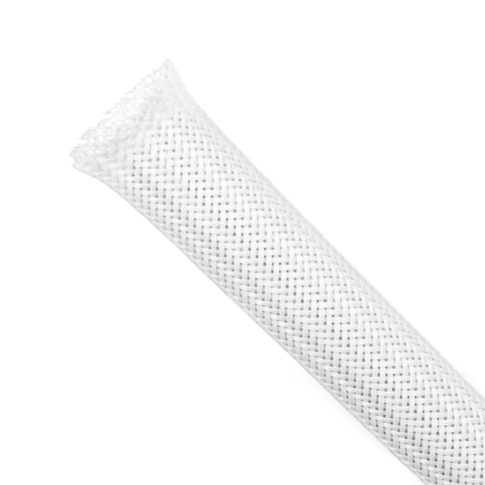 Braided Sleeving, PET Expandable Cable Sleeve, Mesh Cable Management for TV, Computer, Home Theater, Flexible Cord Protectors from Pets No Chew (White, 3/8" x 25ft)
