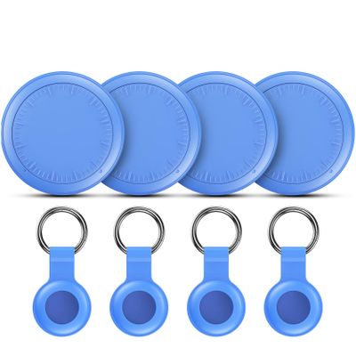 Air Tracker Tags 4 Pack Tracker Tags, Bluetooth Trackers for Find My App (iOS), Key Locator, Luggage Tracker for Wallets, Suitcases (Blue)