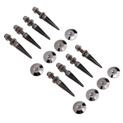 Goshyda 8pcs Copper Speaker Isolation Spikes with Base Pads | Adjustable Vibration Control for Subwoofer Turntable for HiFi Amplifier CD Player